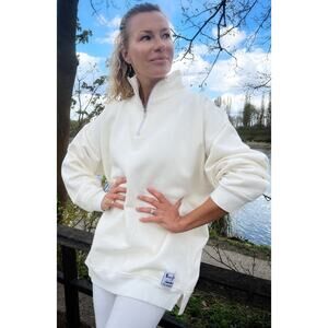 SLOPPY JOE Jackie Harris DIANA Zip Neck Warm White Organic Cotton Oversize 2